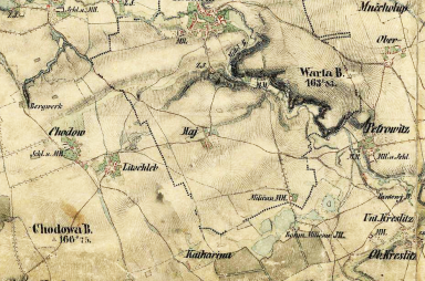 Chodov a Litochleby na mapě 2. vojenského mapování z let 1842 - 1853